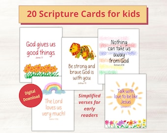 Scripture cards for kids printable, Bible verses cards for children, Christian lunchbox notes