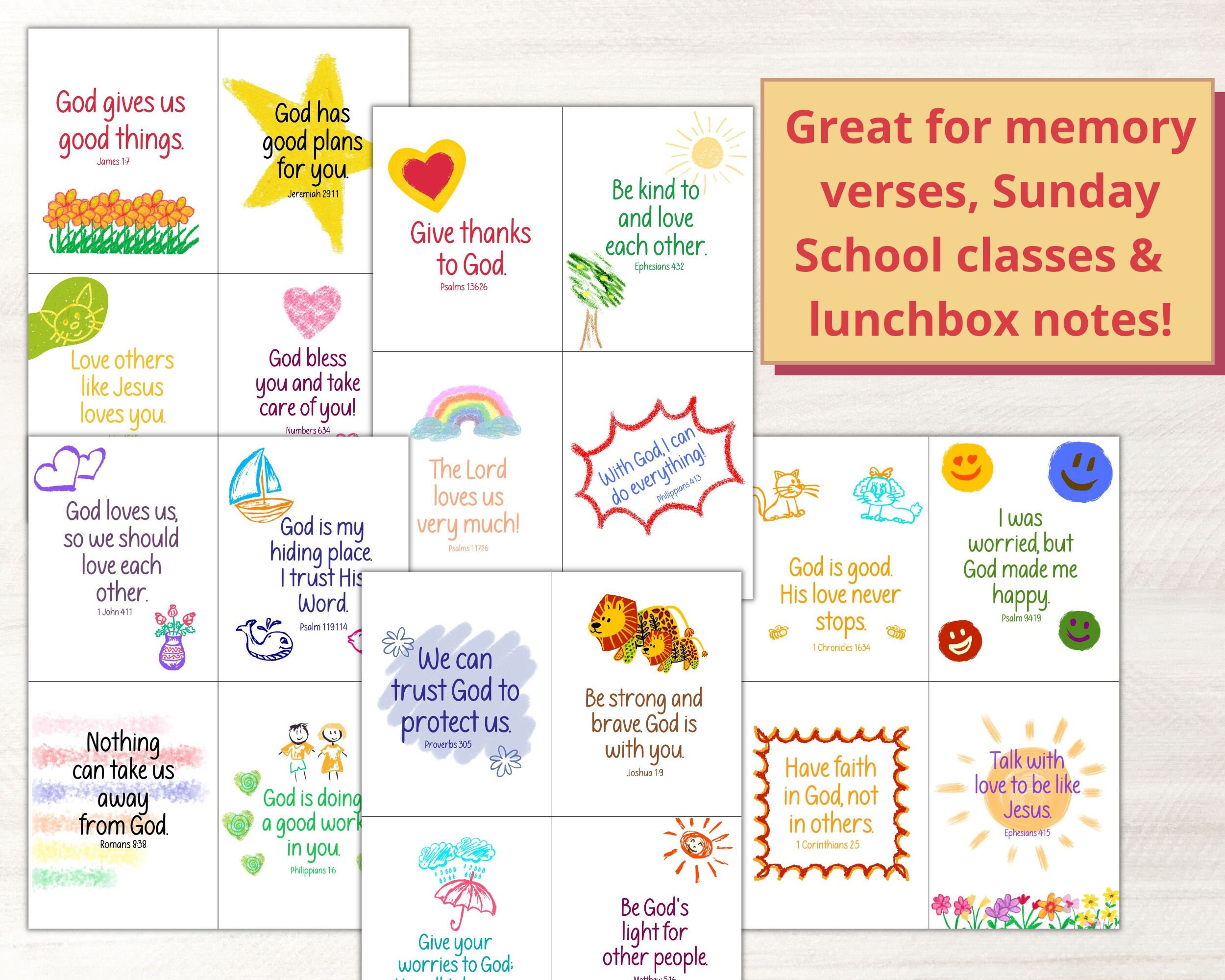 Scripture Cards for Kids Printable, Bible Verses for Children, Lunchbox ...