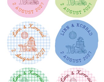Editable Wedding Sticker Template Canva, Printable Favor Stickers, Whimsical Modern DIY Wedding Stationery,