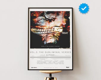 Póster de Slipknot, Vol. 3: Los versos sublimes, impresiones de pósteres de álbumes, pósteres de decoración de pared, portadas de álbumes y pósteres de música metal.