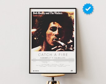 Bob Marley & The Wailers Poster | Catch a Fire Poster | Album Poster Prints | Wall Decor Posters | Album Cover | Reggae Music Poster