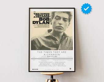 Bob Dylan Poster | The Times They Are A-Changin' Poster | Album Poster Prints | Wall Decor Posters | Album Cover | Rock Music Poster