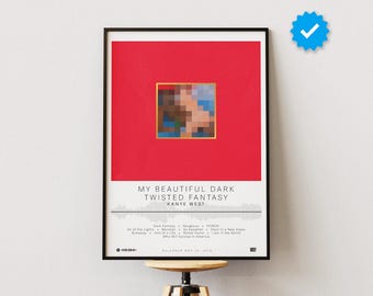 Kanye West Poster | My Beautiful Dark Twisted Fantasy Poster | Album Poster Prints | Wall Decor Posters | Album Cover | Rap Music Poster