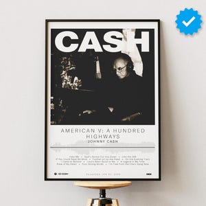 Johnny Cash Poster | American V: A Hundred Highways Poster | Album Poster Prints | Wall Decor Posters | Album Cover | Country Music Poster