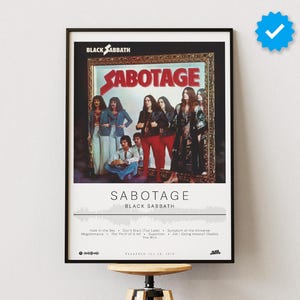 Black Sabbath Poster | Sabotage Poster | Album Poster Prints | Wall Decor Posters | Album Cover | Metal Music Poster