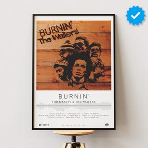Bob Marley & The Wailers Poster | Burnin&#39; Poster | Album Poster Prints | Wall Decor Posters | Album Cover | Reggae Music Poster