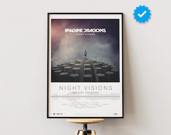 Imagine Dragons Poster | Night Visions Poster | Album Poster Prints | Wall Decor Posters | Album Cover | Pop Music Poster