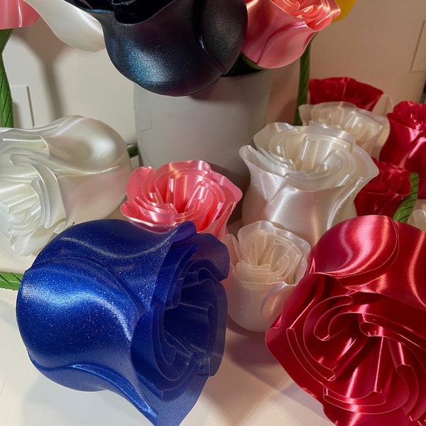 3d Printed Rose w/ Stem | Flower | Valentine's Day | Artificial | Plastic | Decoration | Decor | Gift | Wedding | Mothers Day | Birthday