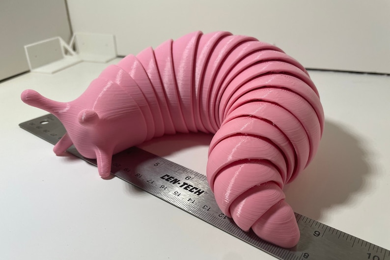 GIANT Articulated Fidget XXL Slug / Toys / Flexible / 3d Printed / foot long / Ultimate Fidget toy Pink
