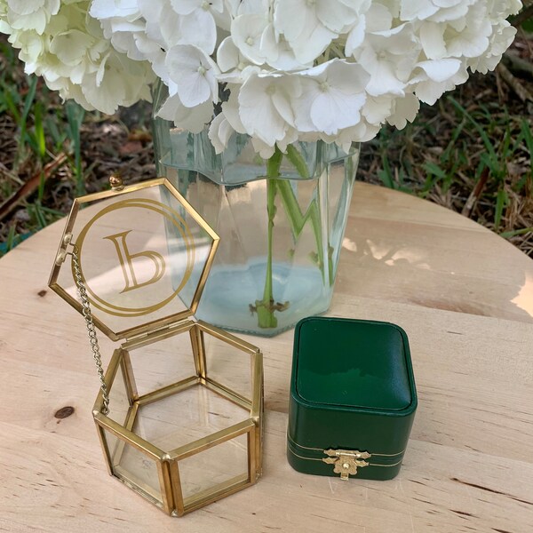 Gold Glass Jewelry Box Etsy