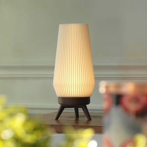 Lámpara de mesa moderna minimalista: pantalla plisada, luz LED