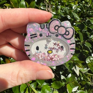 Grey and Pink Hi Cat Resin Shaker Charm | keyring | magnet | badge reel | phone grip | hand-made | customisable | hand painted | gift