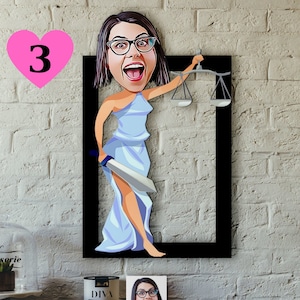 Regalo de abogado para mujeres / Regalo de abogado Caricatura personalizada de foto / Regalo de dibujos animados personalizados para abogado / Regalo diferente y especial