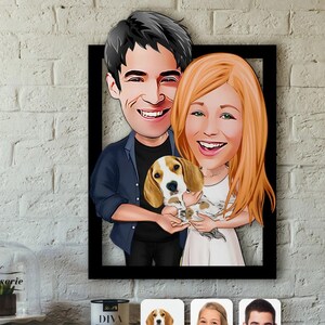 Benutzerdefinierte Haustier Portrait Geschenk Katzenportrait Personalisierte Haustier Cartoon Holzrahmen Haustier Gedenkstätte Hundeportrait Katzenliebhaber Geschenk Katze Dekor Katze Mama Geschenke