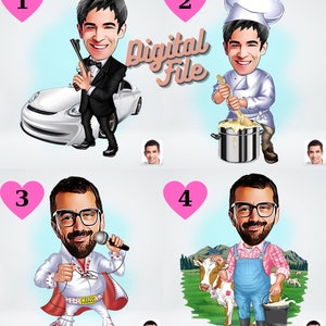 Personalized 40th Birthday Caricature Gift: Family Portrait Illustration (Digital File)