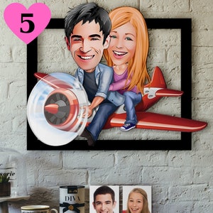 Aangepaste cartoon, motorfiets cartoon, paar wand decor gepersonaliseerd, 3d houten kunst aan de muur, karikatuur beeldje van foto, houten of digitale