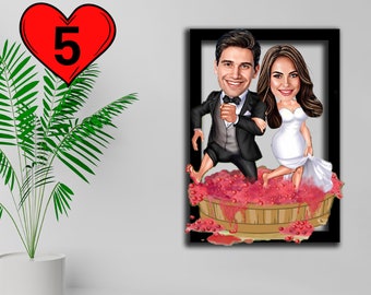 Wedding Gift For Couple Unique Custom Caricature Portrait Personelized Wedding Gift For Bride From Groom 25th Wedding Anniversary Gift