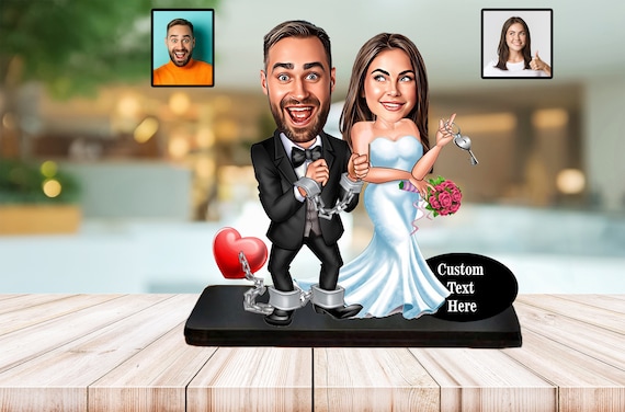 Wedding Gift for Couple Personalized Unique Wedding Gift for Bride Wooden Caricature Figurine 25th 40th Wedding Anniversary Gift for Couple Etsy