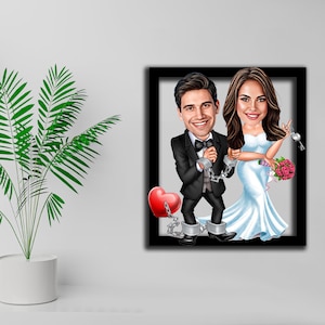5th Anniversary Gift voor haar slaapkamer muur decor over het bed Bachelorette Party Decor gepersonaliseerde bruiloft cadeau cartoon houten frame