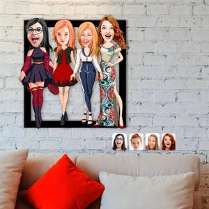 Personaliseerbaar cadeau zus Beste vrienden zussen karikatuur houten snuisterij van foto Collega geschenken kunst aan de muur vrijgezellenfeest decoraties