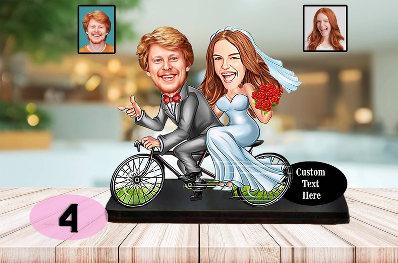 Wedding Gift For Couple Personalized Unique Wedding Gift For Bride Wooden Caricature Figurine 25th 40th Wedding Anniversary Gift For Couple image 5