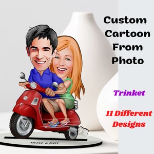 Personalized Caricature Wooden Trinket, Custom Caricature From Photo, Personalized gift for boyfriend, 50th birthday gift for women