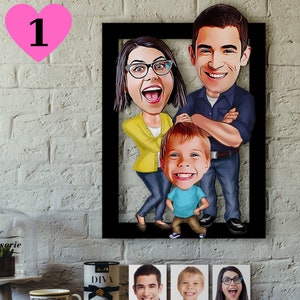 Indywidualny portret rodzinny, ilustracja, karykatura, prezent na dzień matki, drewniana dekoracja ścienna, 7. rocznica, prezent dla matki panny młodej od córki