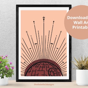 Boho Star Wars Death Star Digital Art | Pink Death Star Instant Download Wall Art | Boho Prints | Star Wars Room Decor