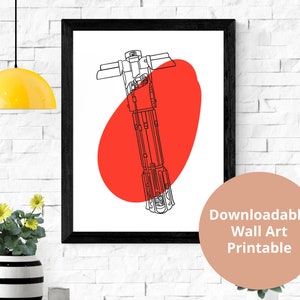 Cyfrowa sztuka ścienna Star Wars Lightsaber | Boho Kylo Ren Lightsaber Instant Download Wall Art | Wydruki Boho | Dekoracja pokoju Star Wars