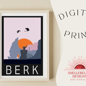 How to Train Your Dragon Landscape Downloadable Digital Wall Art | Berk Travel Poster | HTTYD Prints | HTTYD Room Decor