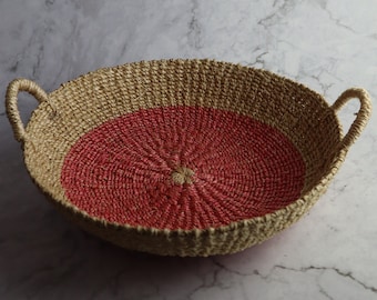 Filipino Multipurpose Seagrass Woven Tray - Olive Green or Salmon Pink Color