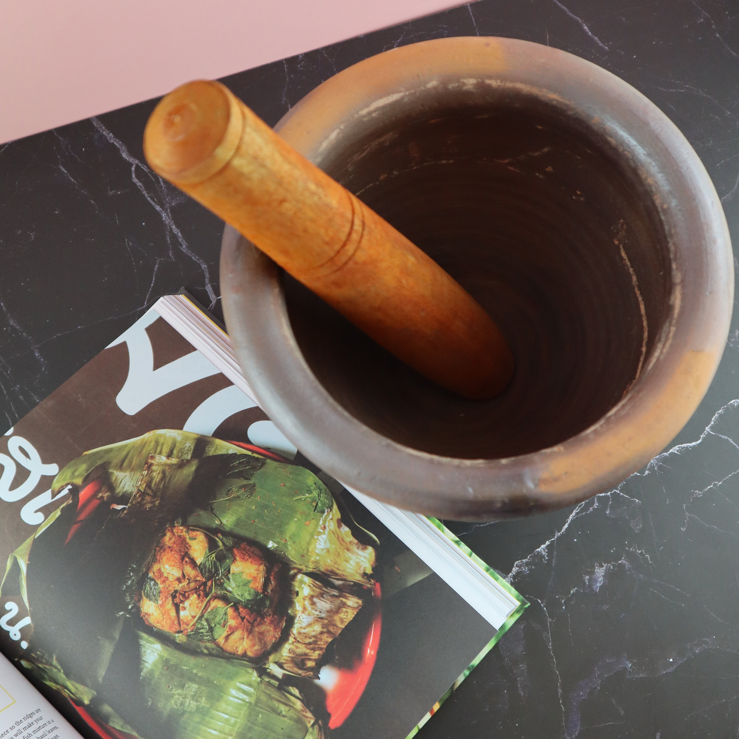 Thai Lao Khmer Burmese Mortar and Pestle 3 Pieces Set krok for Green