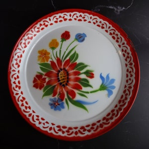 Thai Flower Enamel Zinc Tray: Vintage Design, Authentic Dishware