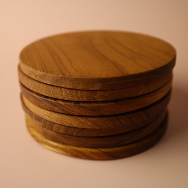 Indonesian Bali Teak Wood Coaster ( 1 piece) - Drinking Glass Cover - Chic, Modern, Tropical, Beachy Diningware