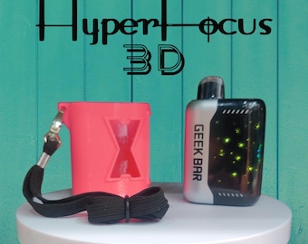 Geek Bar Pulse "X" Case with Lanyard – HyperFocus3D – Never Lose Your Vape Again – Shockproof Custom Sleeve in Black, Blue, White, or Pink