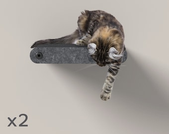2 x Short Charcoal - Individual Cat Climber Shelves