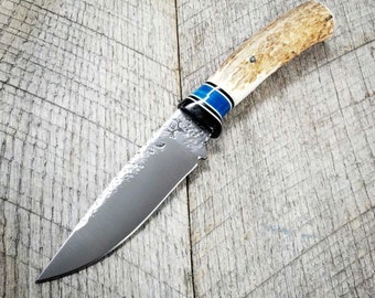 Forged Hunting Knife with Elk Antler