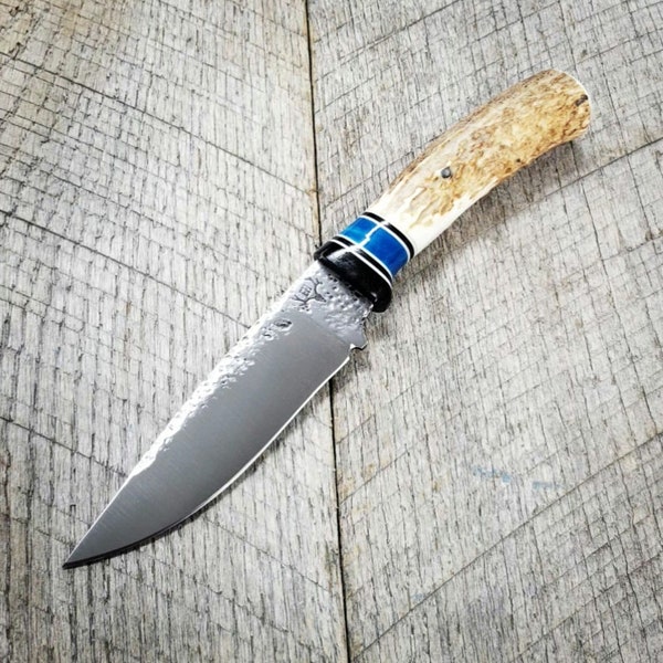 Forged Hunting Knife with Elk Antler