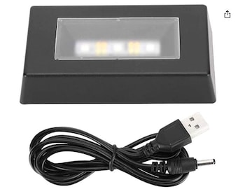 LED Light Base, 7 Color Light Base for Glass Art 3D Crystal Stand, Rectangle Display Stand with USB Cable