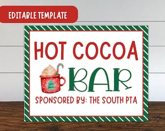 Hot Cocoa Bar Sign, Holiday Hot Cocoa Bar Sign, PTA Hot Cocoa Bar Sign