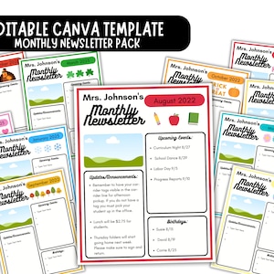 Monthly Classroom Newsletter Template, Classroom Newsletter, School Newsletter, PTA Newsletter, Daycare Newsletter