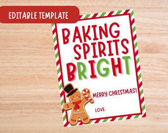 Baking Spirits Bright Digital Download, Baking Spirits Bright Teacher/Staff Christmas Gift, Baking Spirits Bright Gift Tag