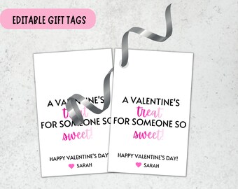 Valentine's Treat Gift Tag, Valentines Tag, Editable Valentine's Day Tag, Teacher Valentine Gift Tag
