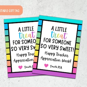 Teacher Appreciation Treat Gift Tag- Teacher Gift Tag- Editable Teacher Appreciation Week Gift Tag