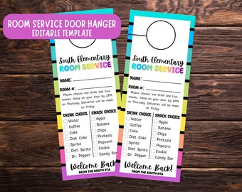 Back to School Room Service Door Hanger, PTA Room Service Door Hanger, Room Service Door Hanger Template, Back to School, PTA Back to School
