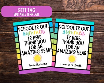 Teacher End of Year Gift Tag- Teacher Gift Tag- Class Gift Tag-Editable Classroom Gift Tag