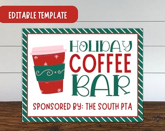 Coffee Bar Sign, Holiday Coffee Bar Sign, PTA Coffee Bar Sign
