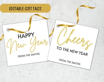 Happy New Year Gift Tags, New Year Tags, Cheers to the New Year Tag