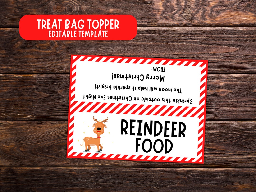 Reindeer Food Bag Topper Reindeer Food Party Favor Tag Class Holiday