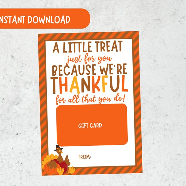 Thanksgiving Gift Card Holder Digital Download, Teacher/Staff Thanksgiving Gift Card Holder